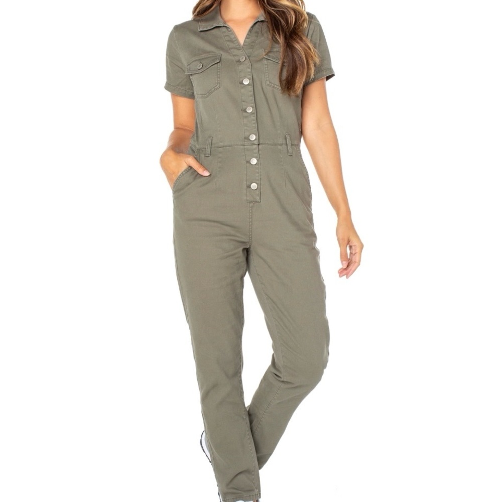 Celebrity‎ Pink Women's Juniors Slim Fit Boilersuit Jumpsuit Olive Green Sz Med